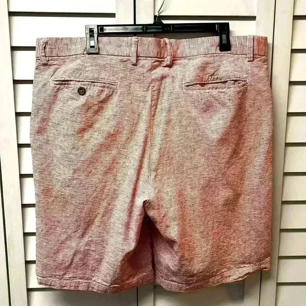 Old Navy Ultimate Slim Linen Blend Shorts Size 38 Inseam 9” Red & White Stripes